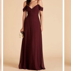 💎Birdy Gray Devin Cabernet Chiffon Bridesmaid Wedding Guest Maxi Dress with Slit